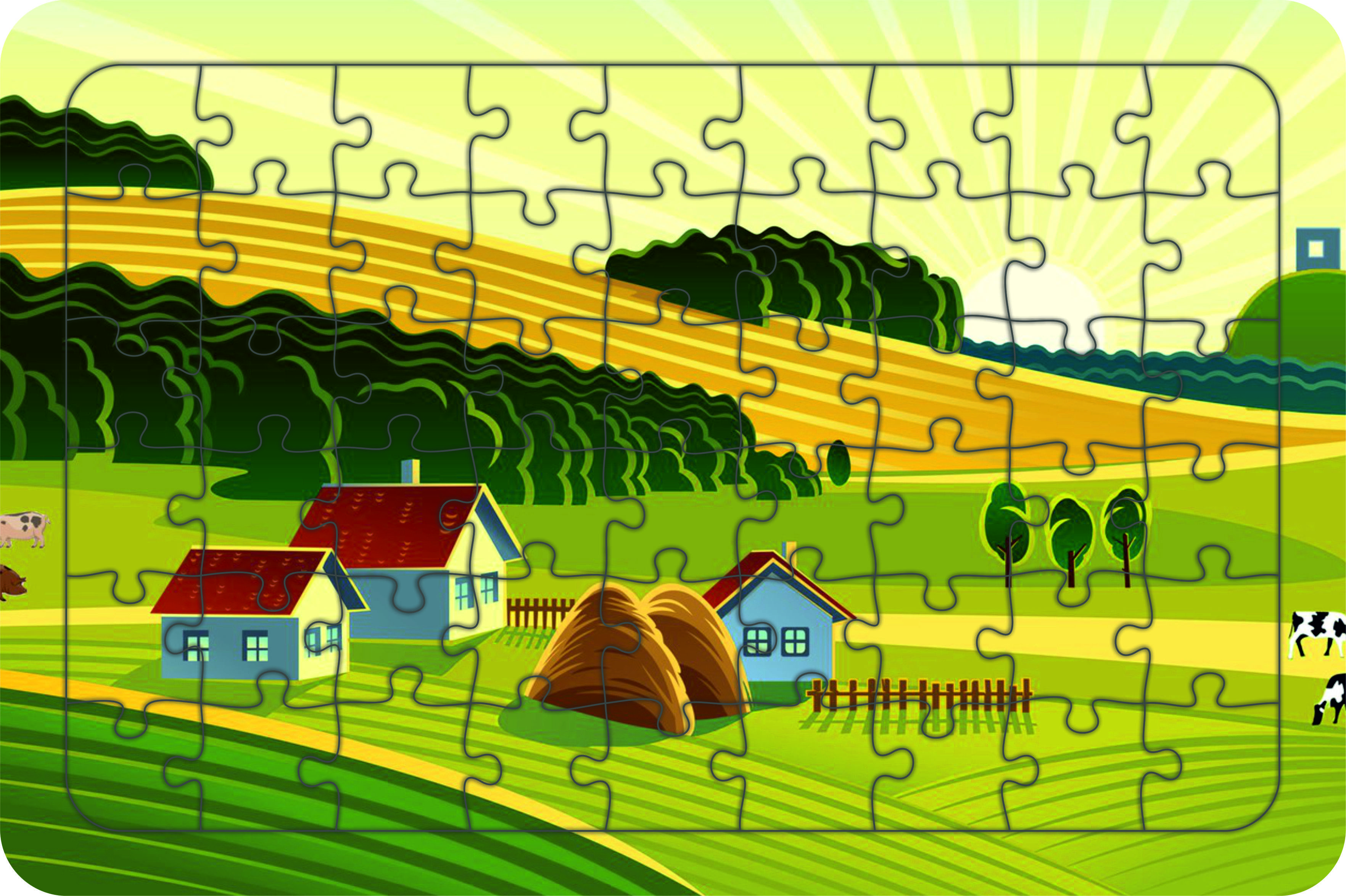 Güven Serigrafi Çiftlik 54 Parça Ahşap Çocuk Puzzle Yapboz